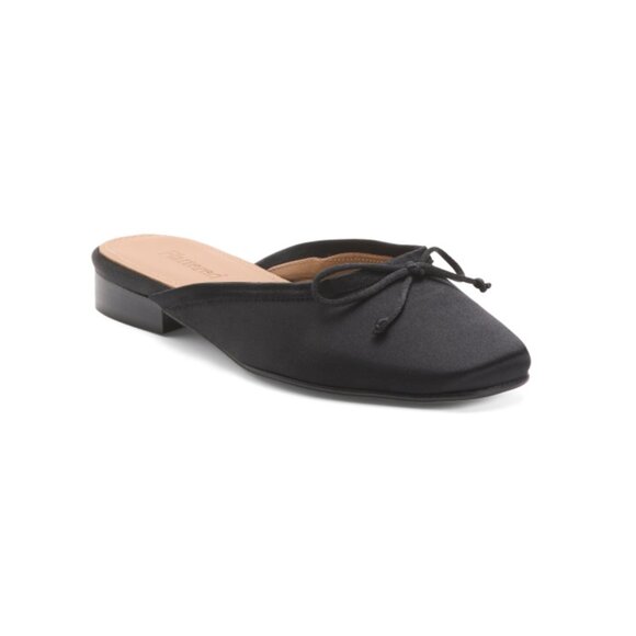 FLATTERED Black Made In Spain Satin Malva Mules - Picture 1 of 2